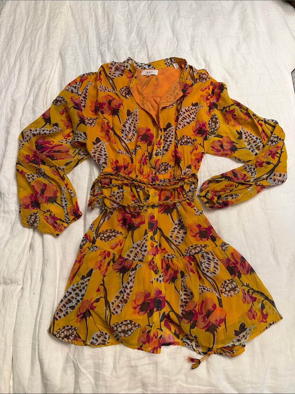 ALC Tie Waist Mini Dress